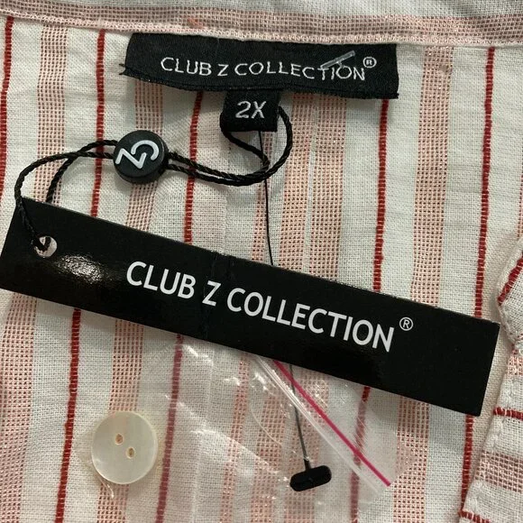 NWT Club Z Collection Long Roll Tab Sleeve Button Up Shirt Cover Up Tunic 2X - Picture 10 of 14
